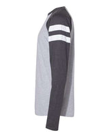 LAT 6934 Men's Gameday Mash-Up Long Sleeve Fine Jersey T-Shirt #color_VN HTH/ VN NV/ W