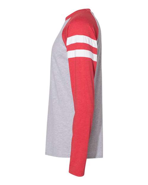 LAT 6934 Men's Gameday Mash-Up Long Sleeve Fine Jersey T-Shirt #color_VN HTH/ VN RD/ W