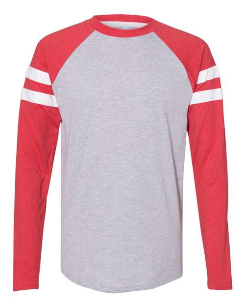 LAT 6934 Men's Gameday Mash-Up Long Sleeve Fine Jersey T-Shirt #color_VN HTH/ VN RD/ W