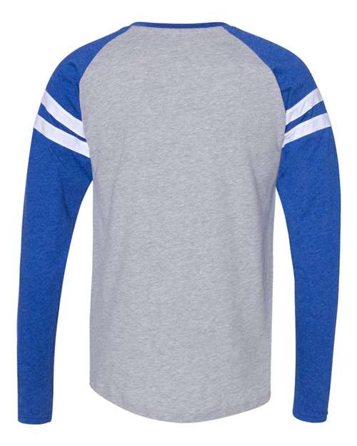 LAT 6934 Men's Gameday Mash-Up Long Sleeve Fine Jersey T-Shirt #color_VN HTH/ VN RY/ W