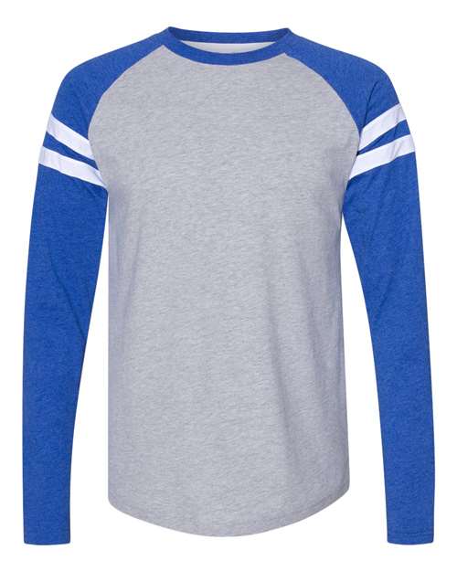 LAT 6934 Men's Gameday Mash-Up Long Sleeve Fine Jersey T-Shirt #color_VN HTH/ VN RY/ W