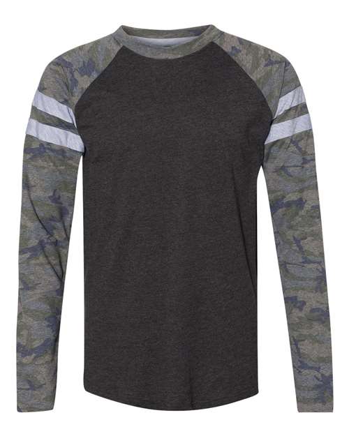 LAT 6934 Men's Gameday Mash-Up Long Sleeve Fine Jersey T-Shirt #color_V SM/ V CM/ V HT