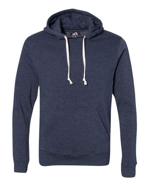 J America JA8871 Adult Triblend Pullover Fleece Hooded Sweatshirt #color_TRUE NAVY TRBLND