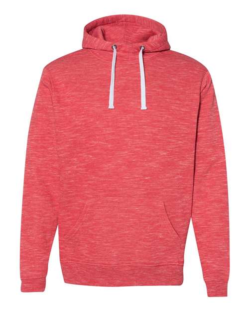 J America JA8677 Adult Melange Fleece Pullover Hooded Sweatshirt #color_RED