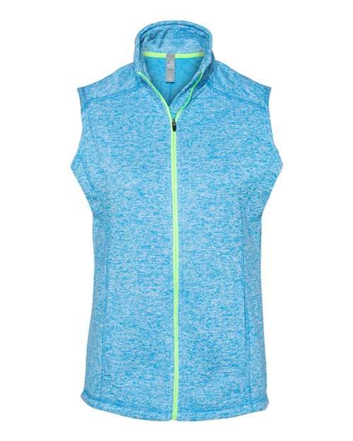 J America JA8625 Ladies' Lasic Cosmic Fleece Vest #color_EL BLUE/ NEON GR