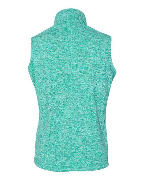 J America JA8625 Ladies' Lasic Cosmic Fleece Vest #color_EMERLD/ NEON YLW