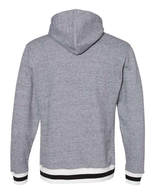 J America JA8701 Adult Peppered Fleece Lapover Hooded Sweatshirt #color_PEPPER BLACK