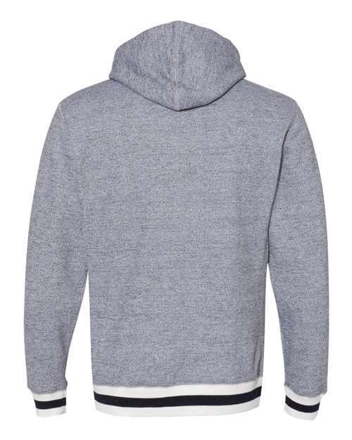 J America JA8701 Adult Peppered Fleece Lapover Hooded Sweatshirt #color_PEPPER NAVY
