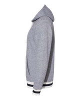 J America JA8701 Adult Peppered Fleece Lapover Hooded Sweatshirt #color_PEPPER NAVY