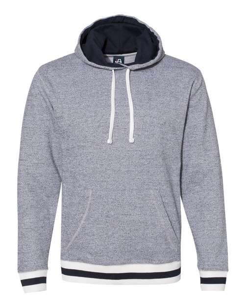 J America JA8701 Adult Peppered Fleece Lapover Hooded Sweatshirt #color_PEPPER NAVY