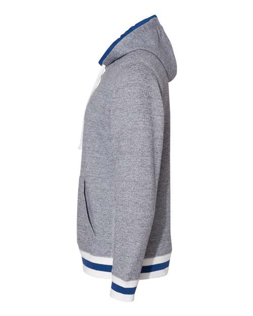 J America JA8701 Adult Peppered Fleece Lapover Hooded Sweatshirt #color_PEPPER ROYAL