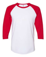 Jerzees 560RR Unisex Premium Blend Ring-Spun 3/4 Sleeve Raglan T-Shirt #color_WHITE/ TRUE RED