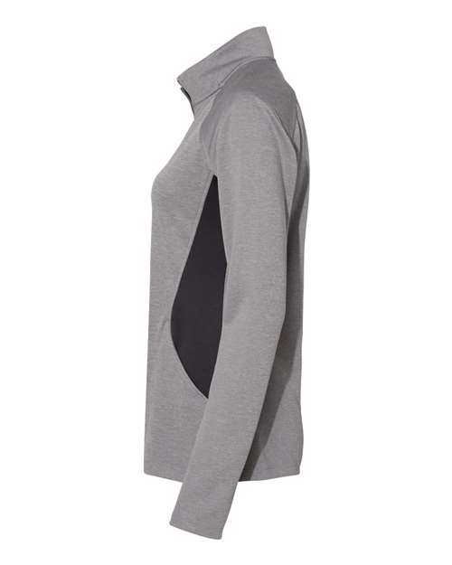 Adidas A281 Women's Lightweight Quarter-Zip Pullover #color_Grey Three Heather/ Carbon