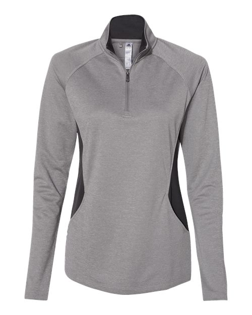 Adidas A281 Women's Lightweight Quarter-Zip Pullover #color_Grey Three Heather/ Carbon