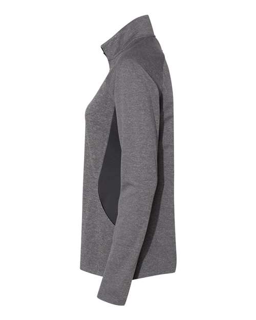 Adidas A281 Women's Lightweight Quarter-Zip Pullover #color_Black Heather/ Carbon