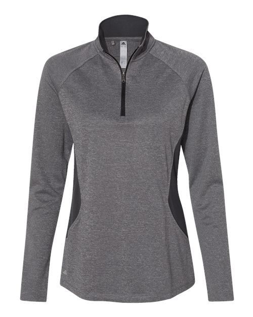 Adidas A281 Women's Lightweight Quarter-Zip Pullover #color_Black Heather/ Carbon