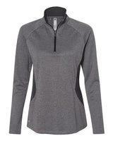 Adidas A281 Women's Lightweight Quarter-Zip Pullover #color_Black Heather/ Carbon