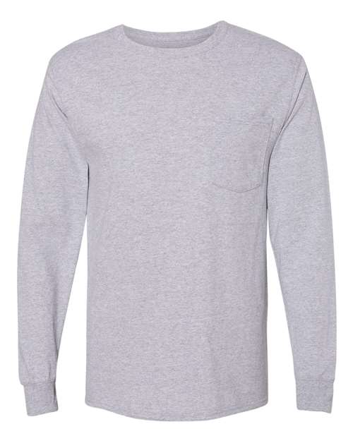 Hanes W120 Adult Workwear Long-Sleeve Pocket T-Shirt #color_LIGHT STEEL