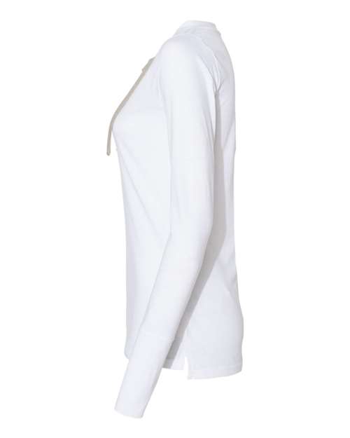 LAT LA3538 Ladies' Long Sleeve Fine Jersey Lace-Up T-Shirt #color_BLEND WHT/ TITNM