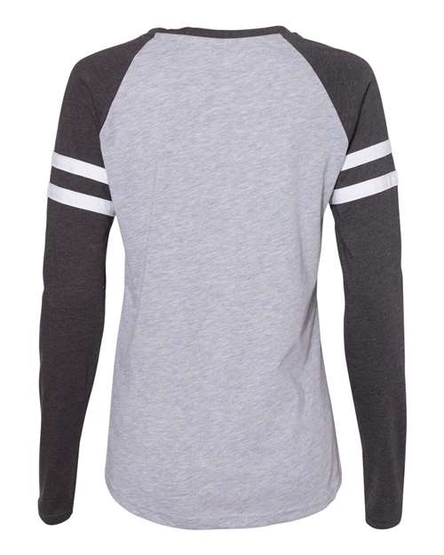LAT 3534 Ladies' Gameday Mash-Up Long Sleeve Fine Jersey T-Shirt #color_VN HTH/ VN NV/ W