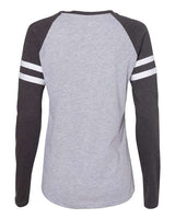 LAT 3534 Ladies' Gameday Mash-Up Long Sleeve Fine Jersey T-Shirt #color_VN HTH/ VN NV/ W