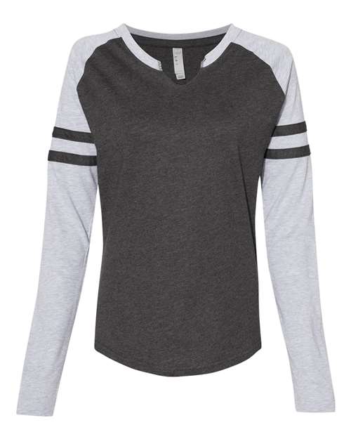 LAT 3534 Ladies' Gameday Mash-Up Long Sleeve Fine Jersey T-Shirt #color_V SM/ V HT/ V SM