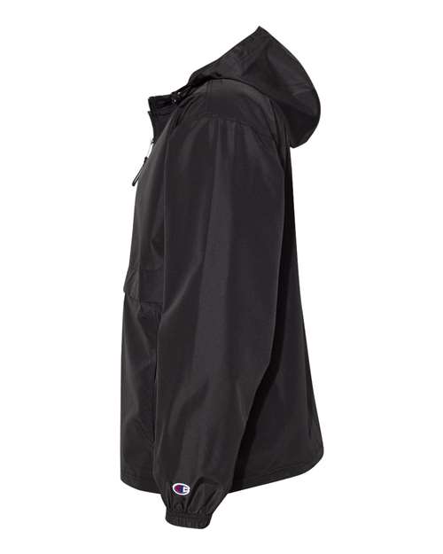 Champion CO200 Adult Packable Anorak 1/4 Zip Jacket #color_BLACK