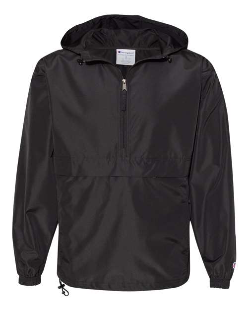 Champion CO200 Adult Packable Anorak 1/4 Zip Jacket #color_BLACK