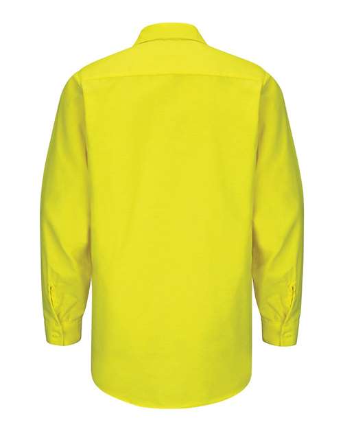 Red Kap SY14 Enhanced & Hi-Visibility Long Sleeve Work Shirt #color_Fluorescent Yellow