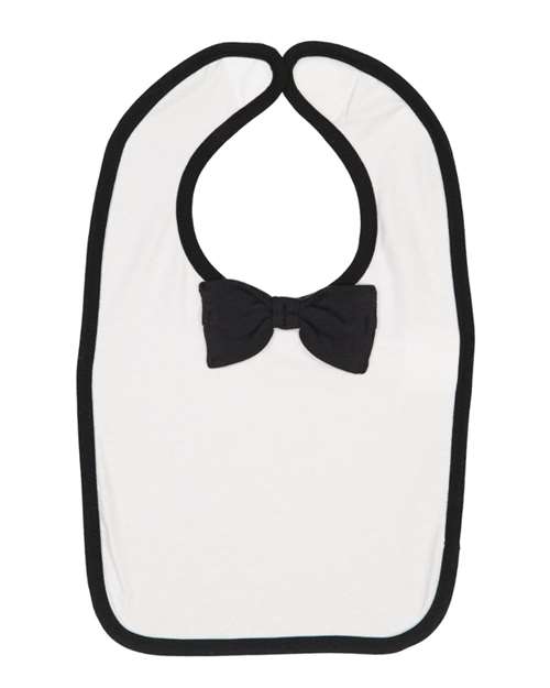 Rabbit Skins R1002 Infant Baby Rib Bow Tie Bib #color_WHITE/ BLACK