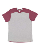 LAT LA6911 Men's Forward Shoulder T-Shirt #color_HTHR/ VN BURGNDY