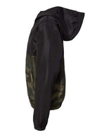 Independent Trading Co. EXP24YWZ Youth Lightweight Windbreaker Full-Zip Jacket #color_Black/ Forest Camo