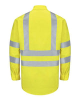 Red Kap SY14 Enhanced & Hi-Visibility Long Sleeve Work Shirt #color_AB-Fluorescent Yellow/ Green