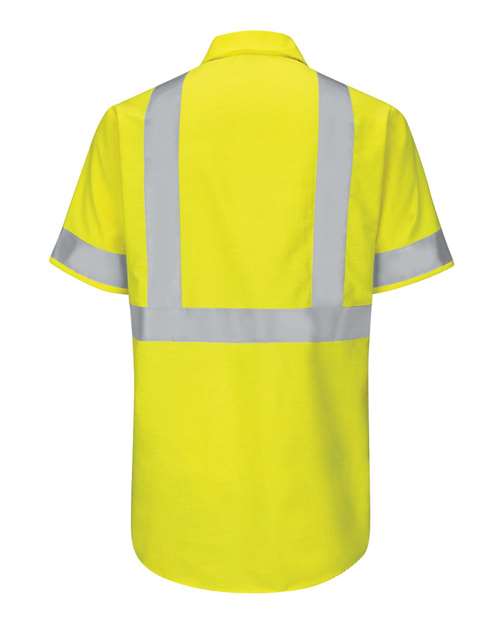 Red Kap SY24 Enhanced & Hi-Visibility Work Shirt #color_HV-Fluorescent Yellow/ Green