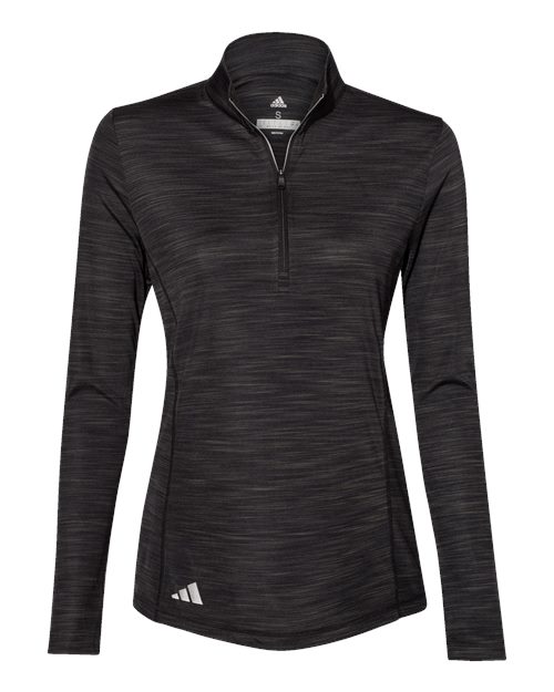 Adidas A476 Women's Lightweight Mélange Quarter-Zip Pullover #color_Black Melange