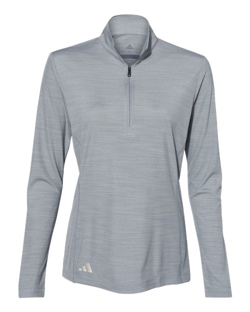 Adidas A476 Women's Lightweight Mélange Quarter-Zip Pullover #color_Mid Grey Melange