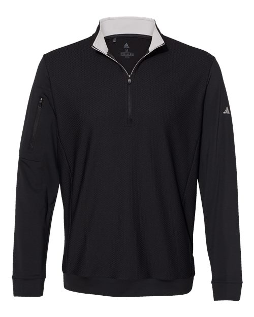 Adidas A295 Performance Textured Quarter-Zip Pullover #color_Black