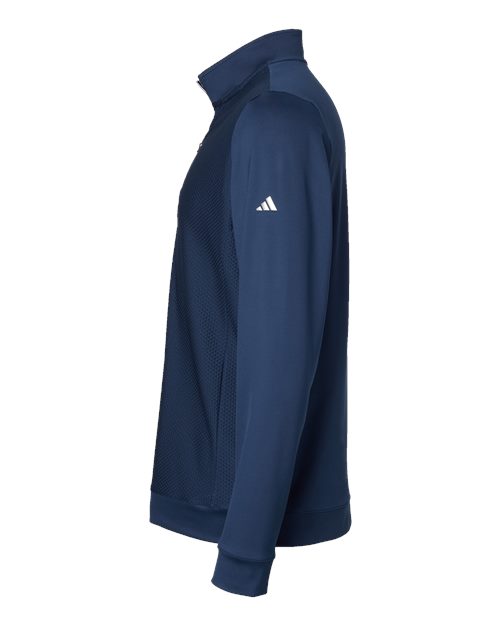 Adidas A295 Performance Textured Quarter-Zip Pullover #color_Collegiate Navy