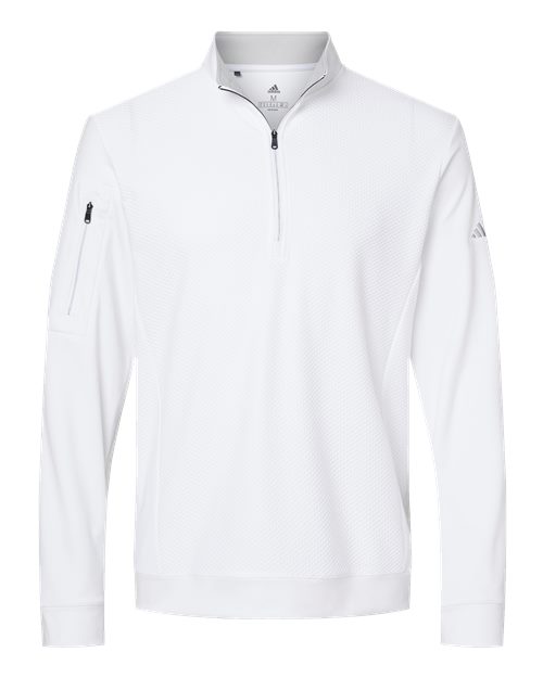 Adidas A295 Performance Textured Quarter-Zip Pullover #color_White