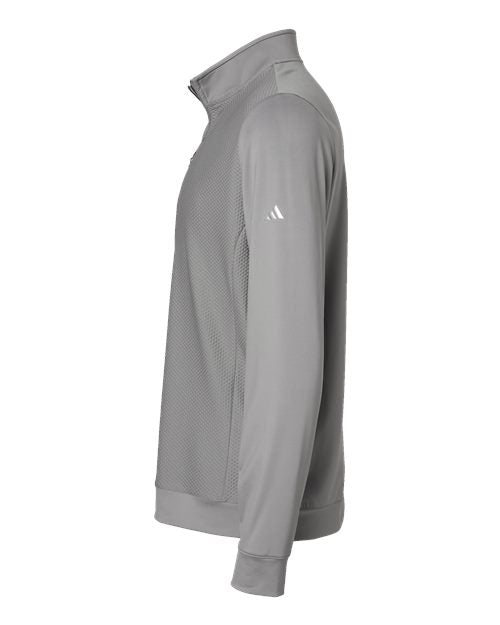 Adidas A295 Performance Textured Quarter-Zip Pullover #color_Grey Three