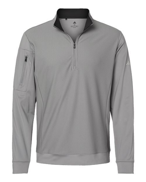 Adidas A295 Performance Textured Quarter-Zip Pullover #color_Grey Three