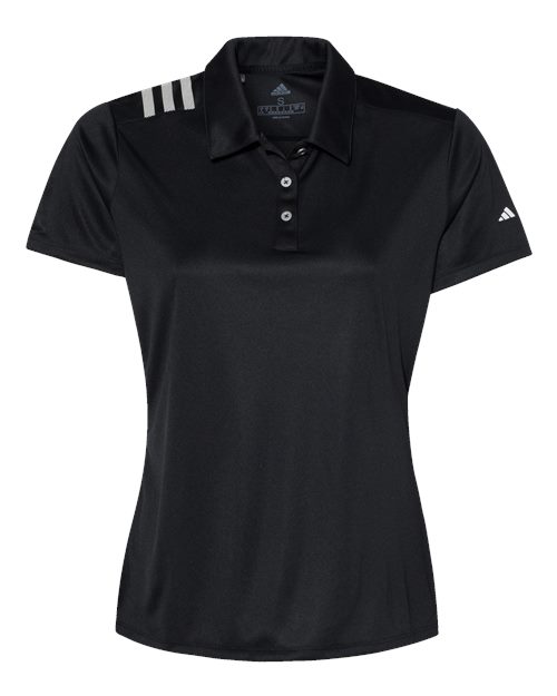 Adidas A325 Women's 3-Stripes Shoulder Polo #color_Black/ White