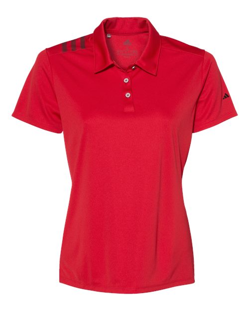 Adidas A325 Women's 3-Stripes Shoulder Polo #color_Collegiate Red/ Black