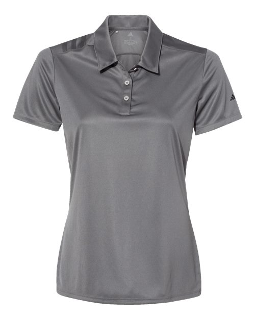 Adidas A325 Women's 3-Stripes Shoulder Polo #color_Grey Five/ Black