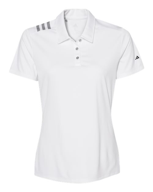 Adidas A325 Women's 3-Stripes Shoulder Polo #color_White/ Black