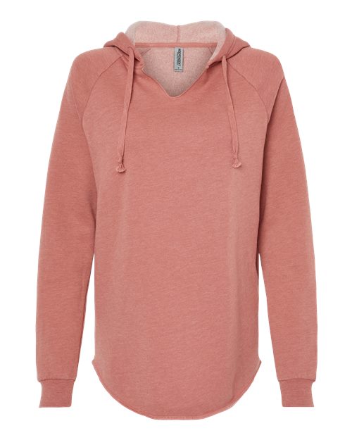Independent Trading Co. PRM2500 Women’s Lightweight California Wave Wash Hooded Sweatshirt #color_Dusty Rose