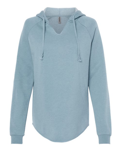 Independent Trading Co. PRM2500 Women’s Lightweight California Wave Wash Hooded Sweatshirt #color_Misty Blue