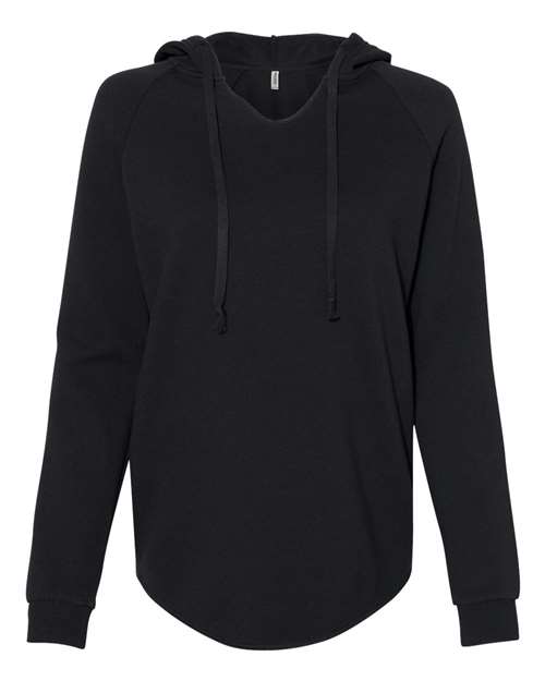Independent Trading Co. PRM2500 Women’s Lightweight California Wave Wash Hooded Sweatshirt #color_Black