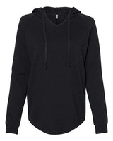 Independent Trading Co. PRM2500 Women’s Lightweight California Wave Wash Hooded Sweatshirt #color_Black