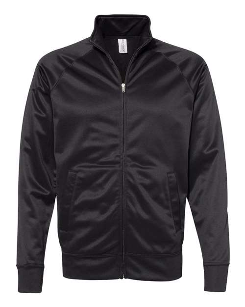 Independent Trading Co. EXP70PTZ Lightweight Poly-Tech Full-Zip Track Jacket #color_Black/ Black